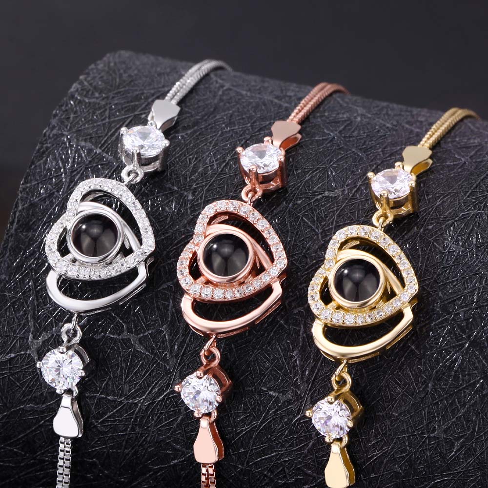 Foto Projektion Armband mit Bild im Stein - Verbundene Herzen amazgifts