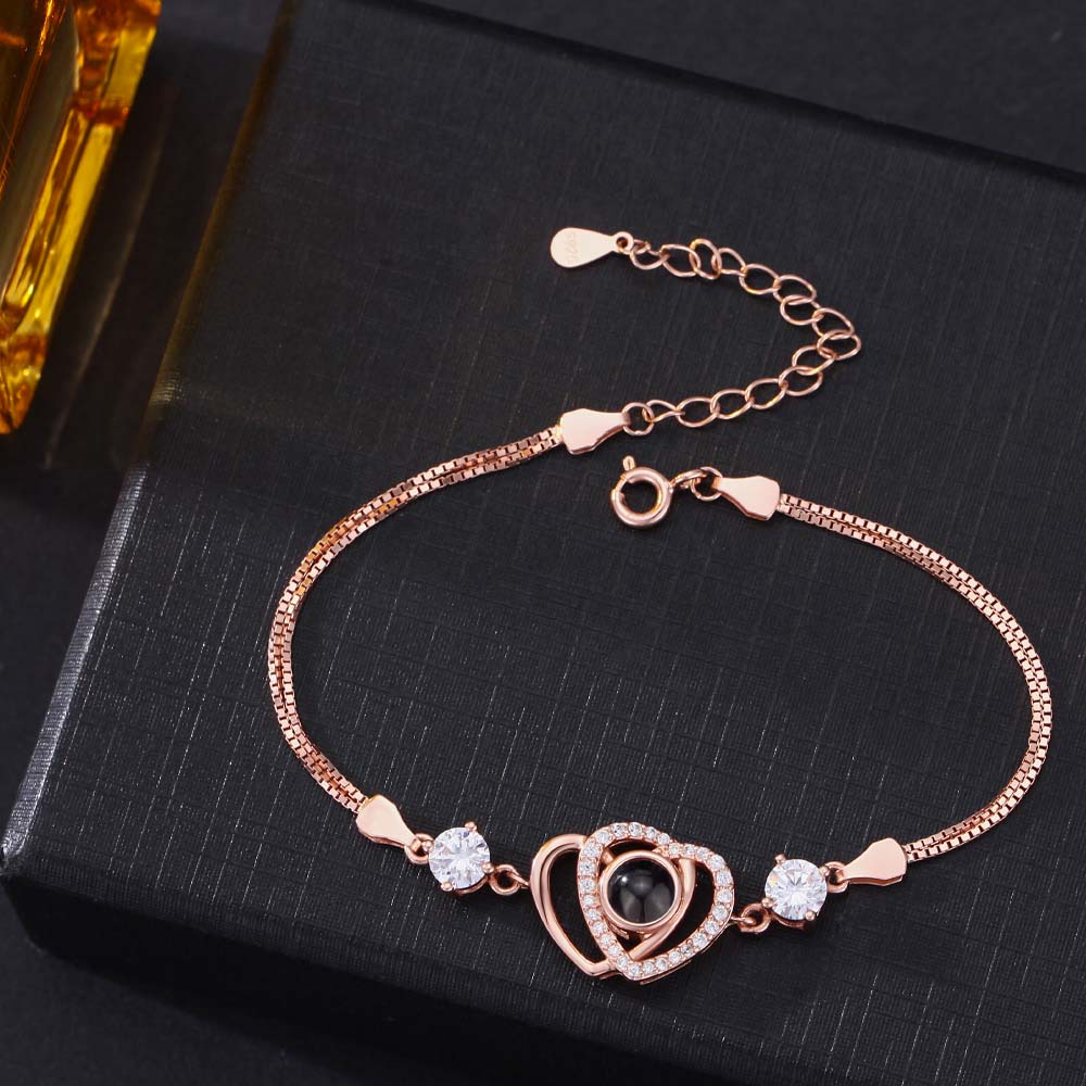 Foto Projektion Armband mit Bild im Stein - Verbundene Herzen amazgifts