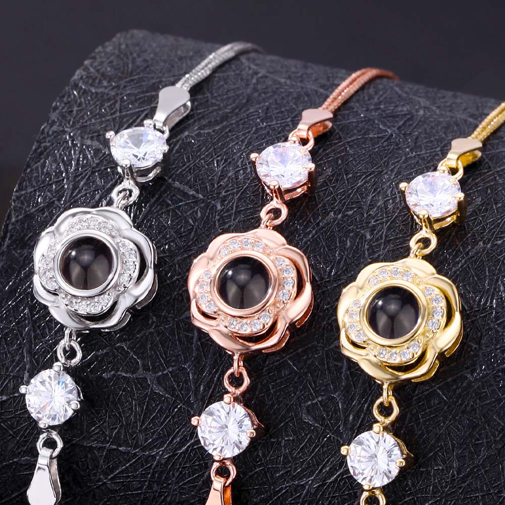 Foto Projektion Armband mit Bild im Stein - Zirkon Rose amazgifts