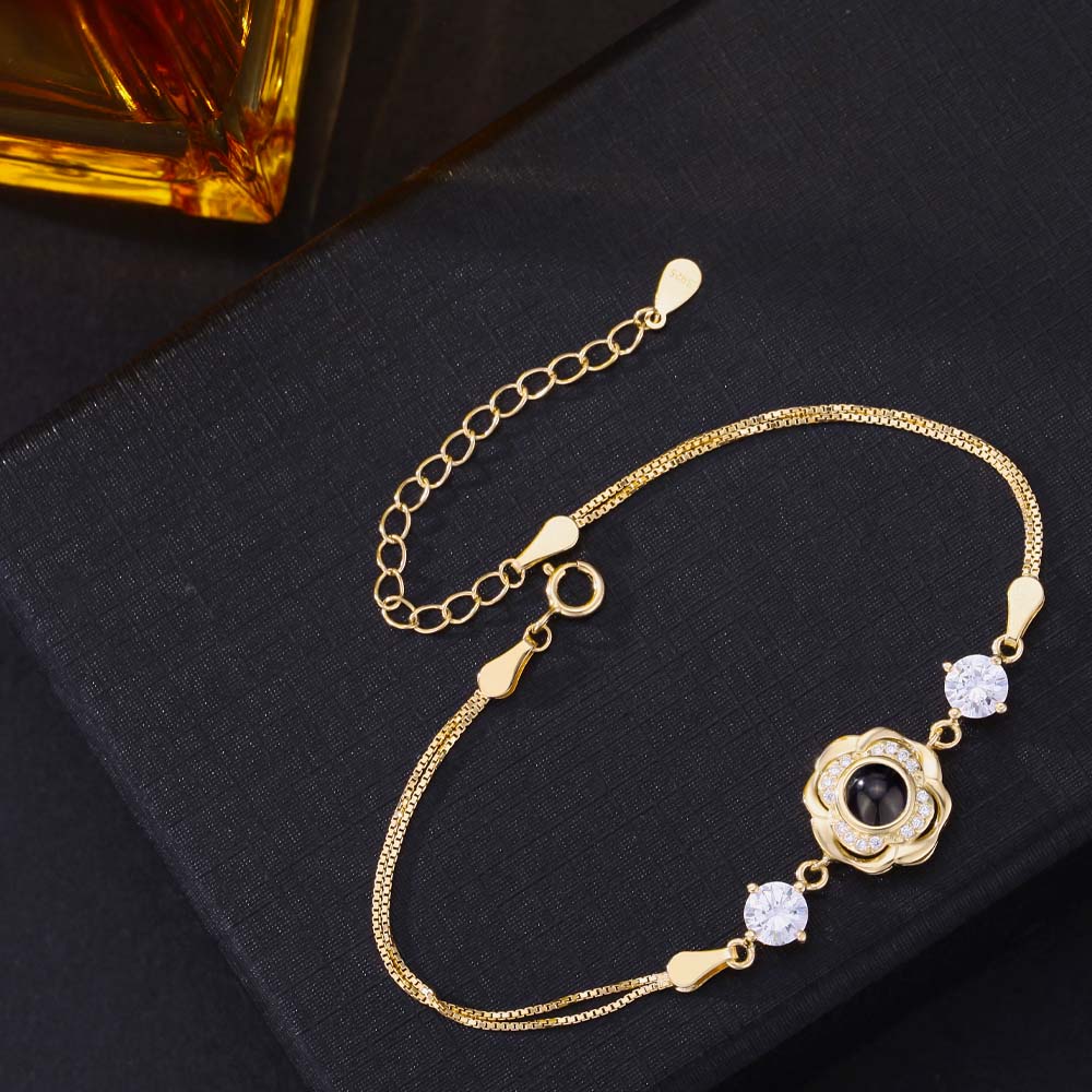 Foto Projektion Armband mit Bild im Stein - Zirkon Rose amazgifts