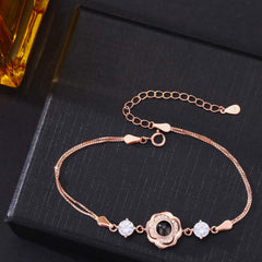 Foto Projektion Armband mit Bild im Stein - Zirkon Rose amazgifts