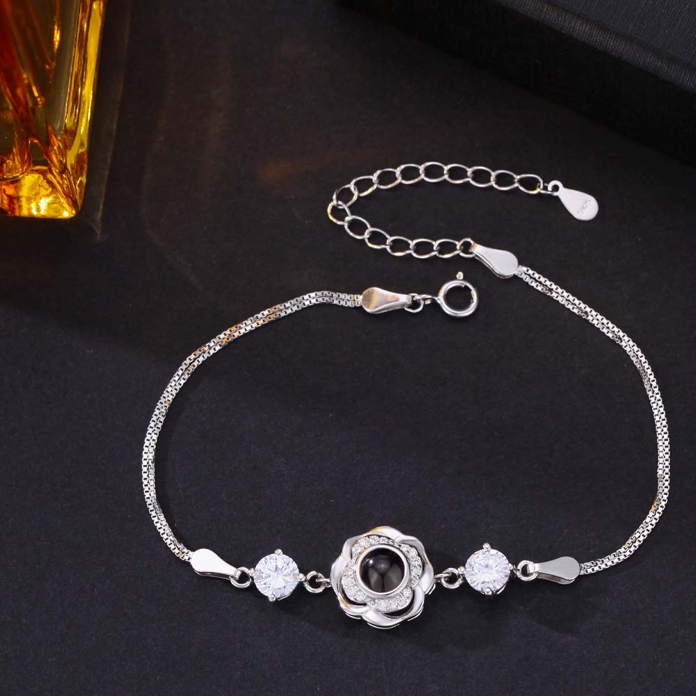 Foto Projektion Armband mit Bild im Stein - Zirkon Rose amazgifts