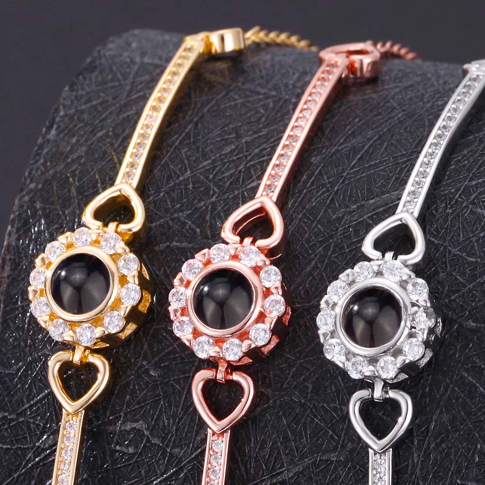 Foto Projektion Armreif mit Bild im Stein - Blume Runde amazgifts