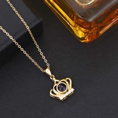 Foto Projektion Halskette mit Bild im Stein - Krone amazgifts