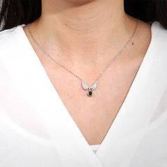925 Silber Paar Kette mit Bild im Stein - Engelsflügel & Teufelsflügel, personalisierte Geschenke für Paare & Freunde