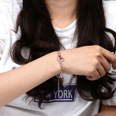 Personalisierte Geneigtem Herz Armband mit Foto Projektion