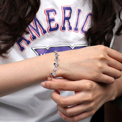 925 Silber Armband Bilder – Kleeblatt Zirkonia mit Bild Projektion,Foto Geschenk für Sie