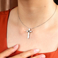 Personalisierte Silber Kette mit Foto Projektion - Einfacher Kreuzkette mit Bild