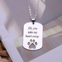 Haustier-Porträt Hundemarke mit Hohlpfote - Tiergedenk-Halskette