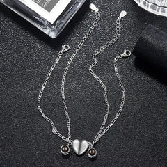 Personalisierte Foto Projektion Magnetisches Paar Herz Armband-Partnerarmband