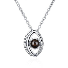 Personalisierte Projektionskette mit Foto – Vertikaler Anhänger „Auge des Teufels“ mit Bild, einzigartiges Geschenk für sie