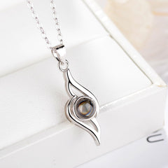 Personalisierte Foto Projektion Kette - Hohler Engelsflügel