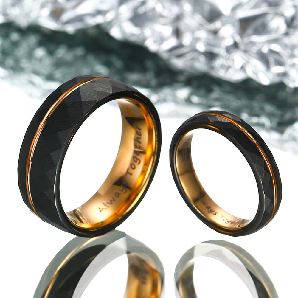 【Paar/Single】Gehämmerter Wolframstahlring - Legende,Trauringe, Herren-/Damenringe amazgifts