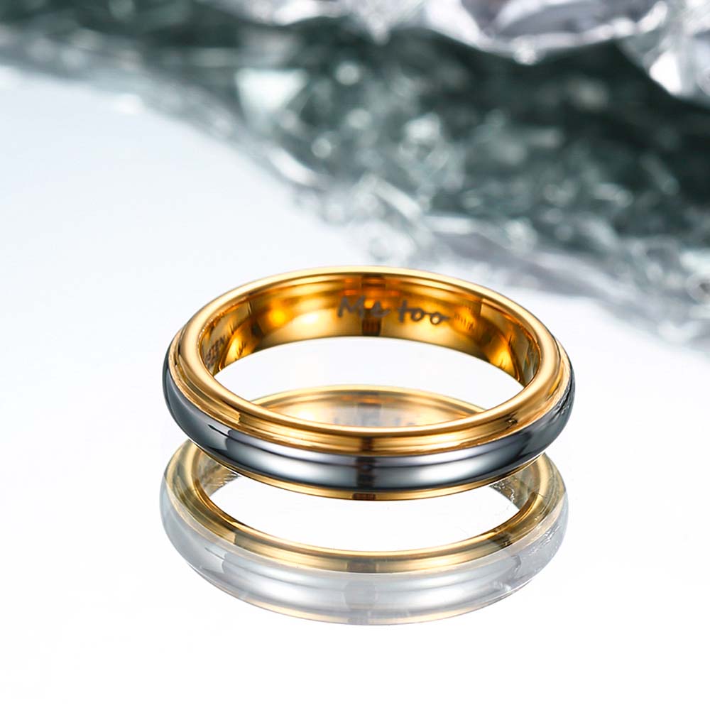 【Paar/Single】Schlichter Vergoldeter Wolfram Ehering - Versprechen,Trauringe, Herren-/Damenringe amazgifts
