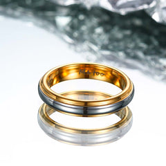 【Paar/Single】Schlichter Vergoldeter Wolfram Ehering - Versprechen,Trauringe, Herren-/Damenringe amazgifts