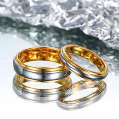 【Paar/Single】Schlichter Vergoldeter Wolfram Ehering - Versprechen,Trauringe, Herren-/Damenringe amazgifts