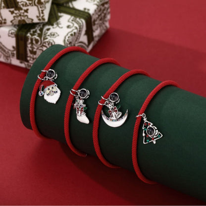 Geflochtenes Foto Armband - Weihnachtsmann Glocke Zuckerstange Geschenktüte Strümpfe Stern Kränze Baum,personalisierte Geschenke