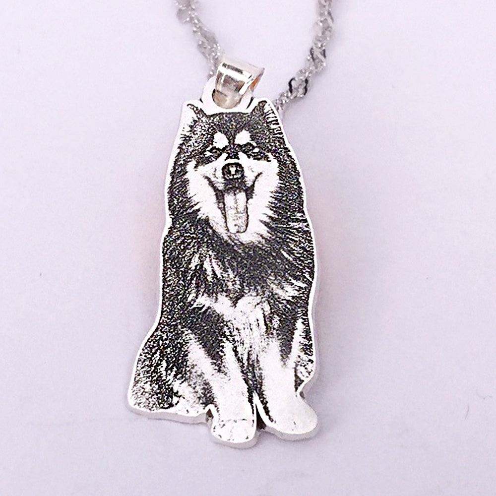 925 Sterling Silber Personalisierte Skizzen-Halskette – Gravur von Haustier, Person oder Symbol, mit Text & Geschenkbox