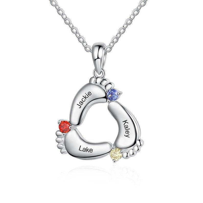 Personalisierte Namenskette mit Geburtsstein – Unendlichkeitsblume Füße,Kreative Geschenke für Mama und Oma