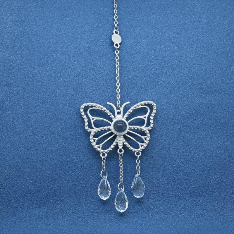 Personalisierter Schmetterling Kristall Anhänger mit Foto Projektion – Schmuck & Autoanhänger, Erinnerungsgeschenk für Sie