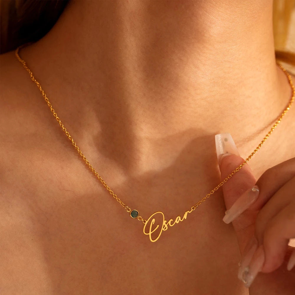 Feine Personalisierte Namenskette & Armband mit Runden Geburtsstein – Perfektes Muttertagsgeschenke für Mama