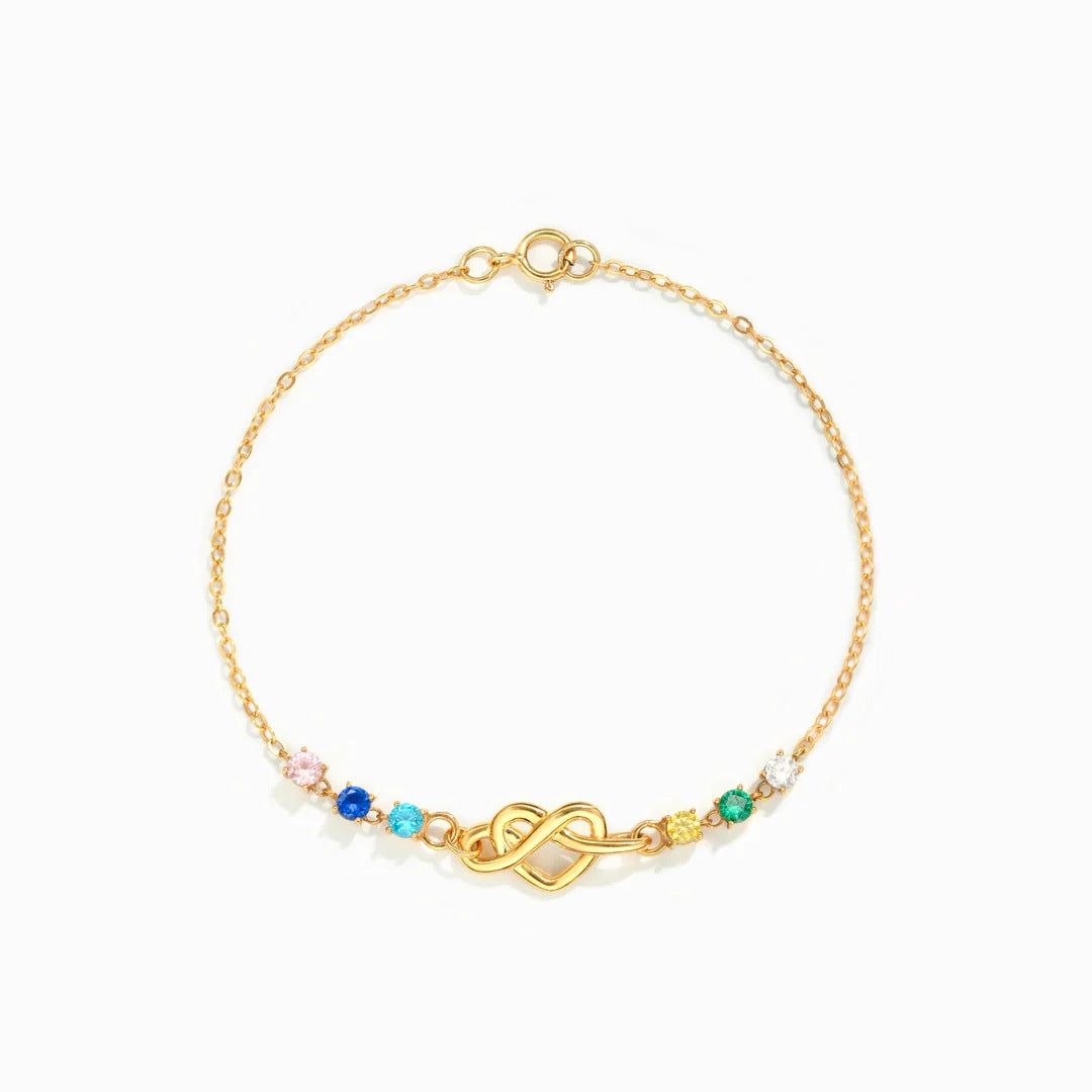 925 Silber Personalisiertes Infinity Herz Geburtsstein Armband – Geburtstag Geschenk für die Freundin