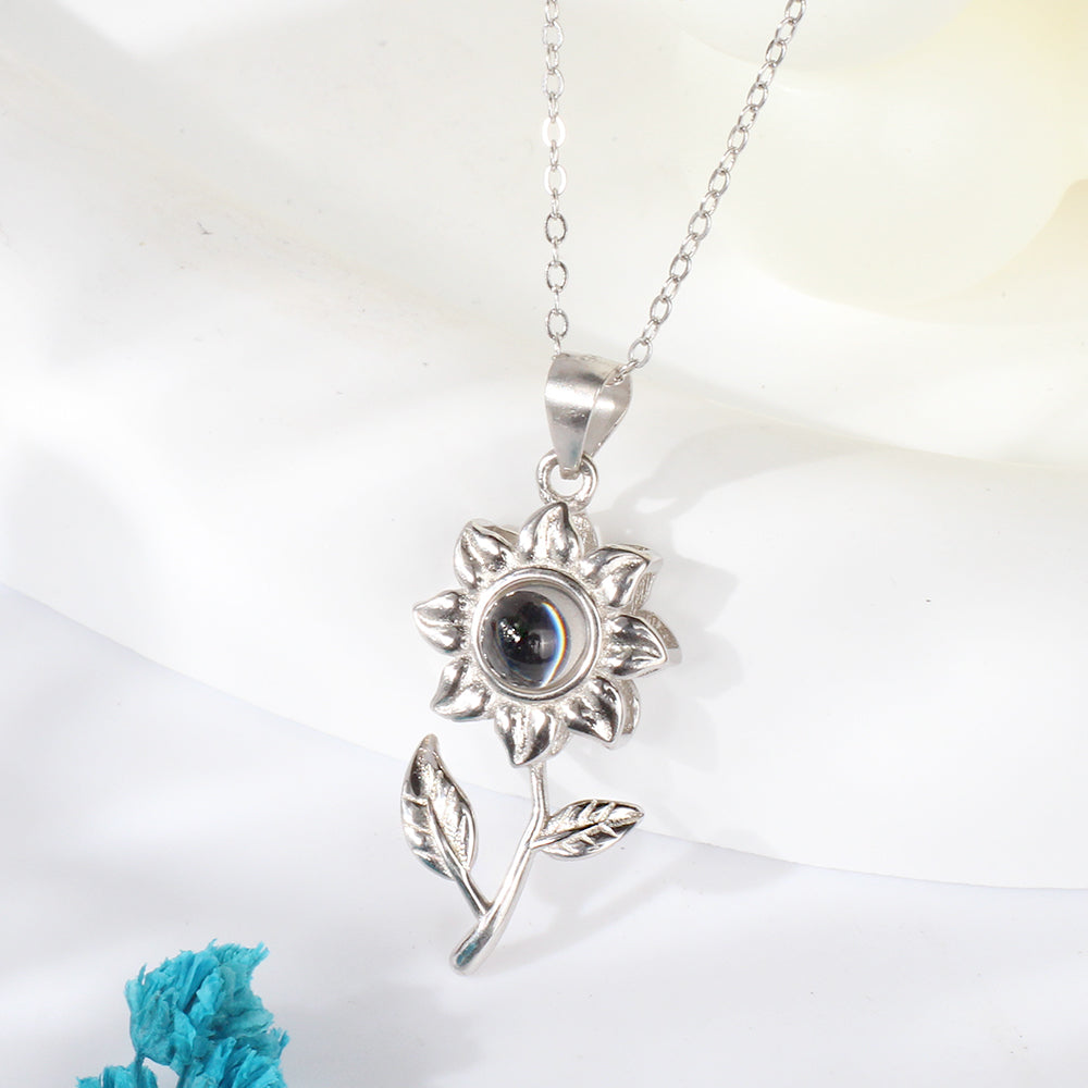 Personalisierte Bild Kette - Sonnenblume Schmuck mit Foto, Geschenke für Sie