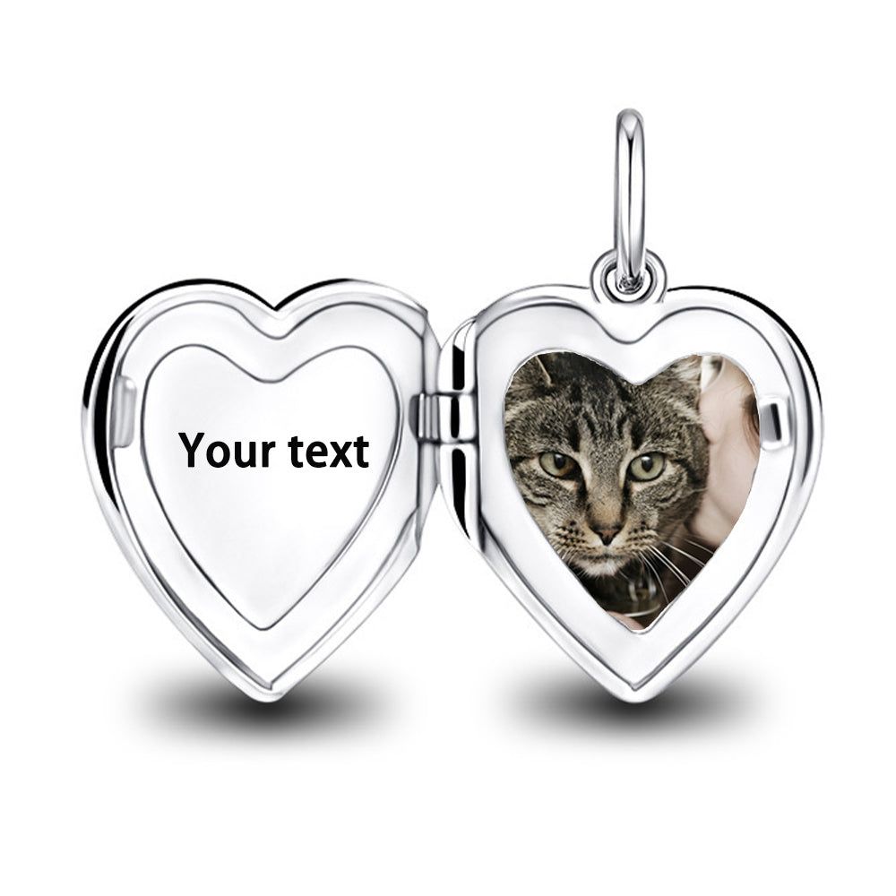 Personalisierte 925 Silber  Foto Medaillon Herz Kette – Mit Foto & Text, Klassischer Erinnerungsschmuck Geschenk für Sie