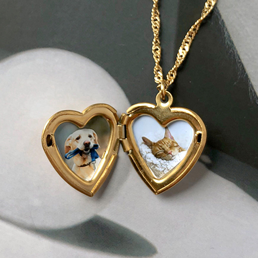 Personalisierte 925 Silber  Foto Medaillon Herz Kette – Mit Foto & Text, Klassischer Erinnerungsschmuck Geschenk für Sie