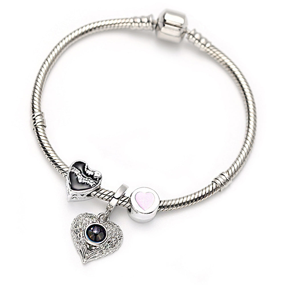 Personalisierbares DIY-Perlenarmband mit Foto-Projektion – Austauschbare Charms, Geschenk für Sie & Ihn