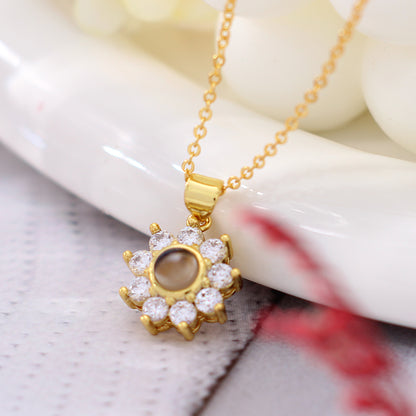 Personalisierte Kette mit Bild - Zirkon Sonnenblume, Geschenke für Sie