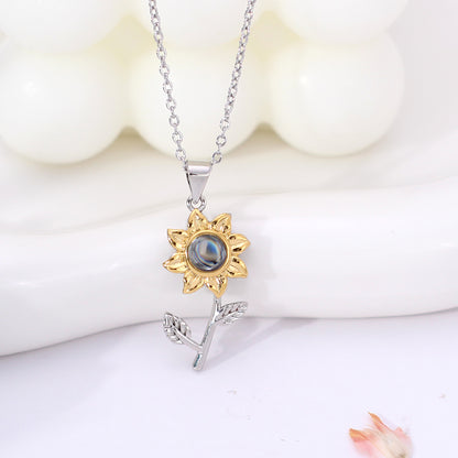 Personalisierte Bild Kette - Sonnenblume Schmuck mit Foto, Geschenke für Sie