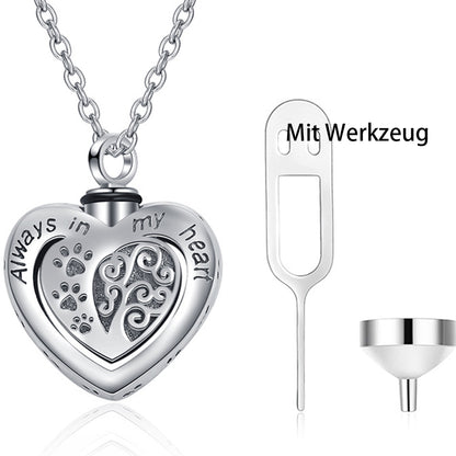 Schmuck Asche – Sterlingsilber Halskette mit Lebensbaum Herz Anhänger und Mini Urne für Haarbefüllung