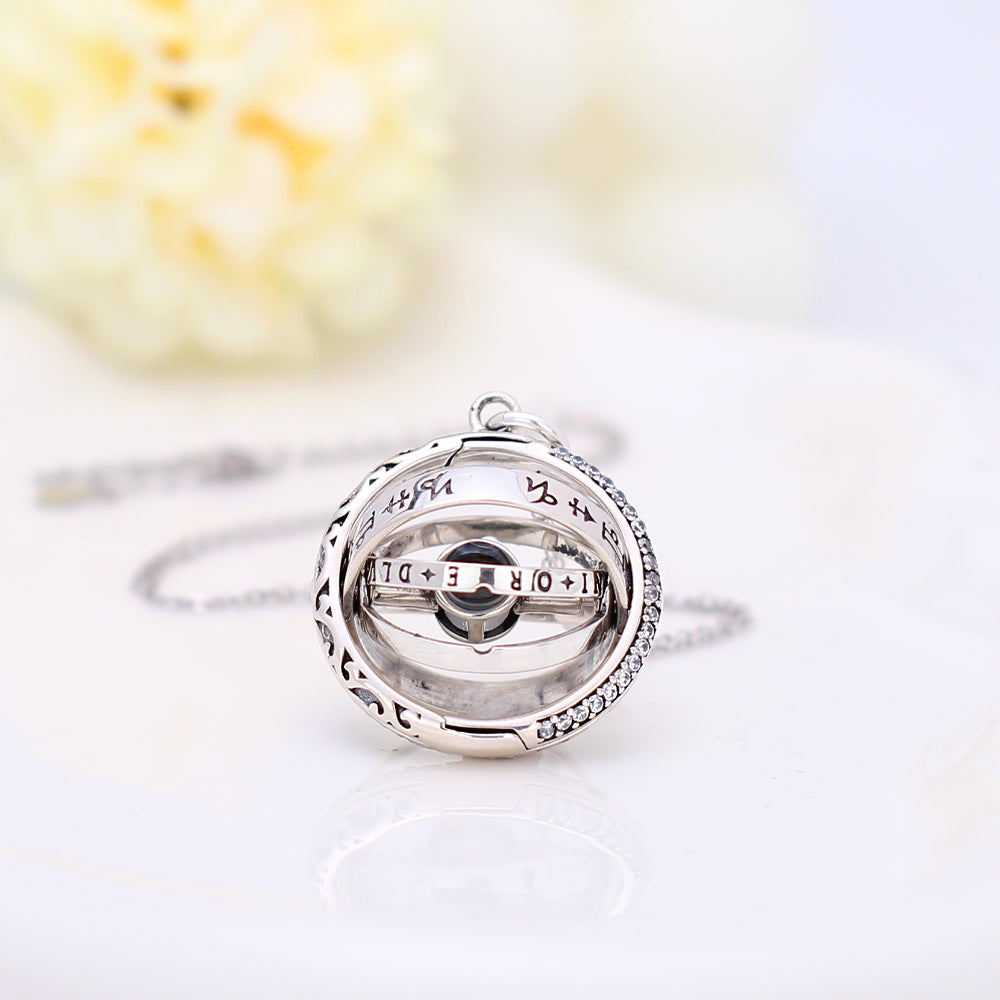 925 Silber Individuelle Kette mit Bild - Dekorative Kunststil Astronomische Kugel Anhänger mit Foto, Perfektes Geschenk für Männer und Frauen