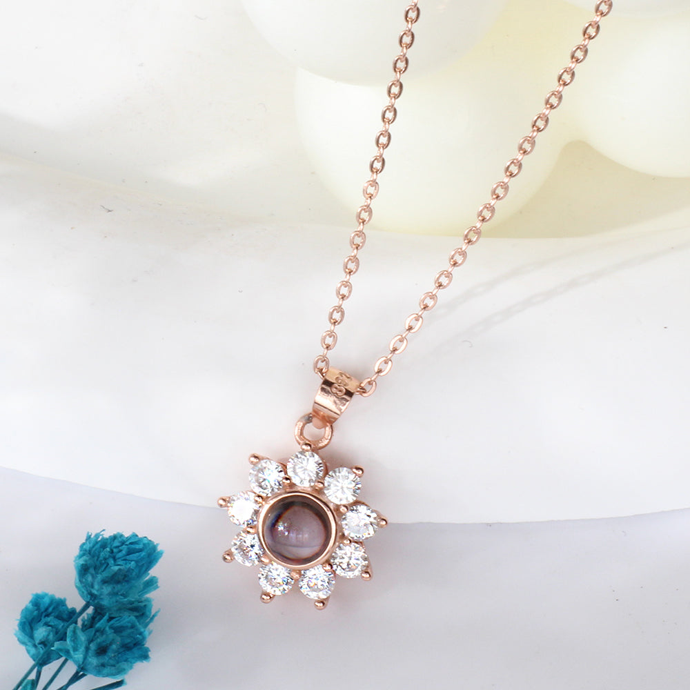 Personalisierte Kette mit Bild - Zirkon Sonnenblume, Geschenke für Sie