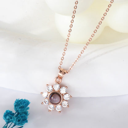 Personalisierte Kette mit Bild - Zirkon Sonnenblume, Geschenke für Sie