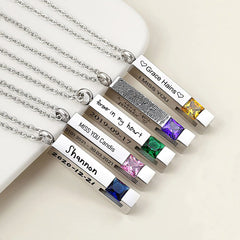 Personalisierte Asche Parfüm Kette Mit Geburtsstein & Gravur - Schlichter Bar Anhänger Erinnerungsstück Geschenk