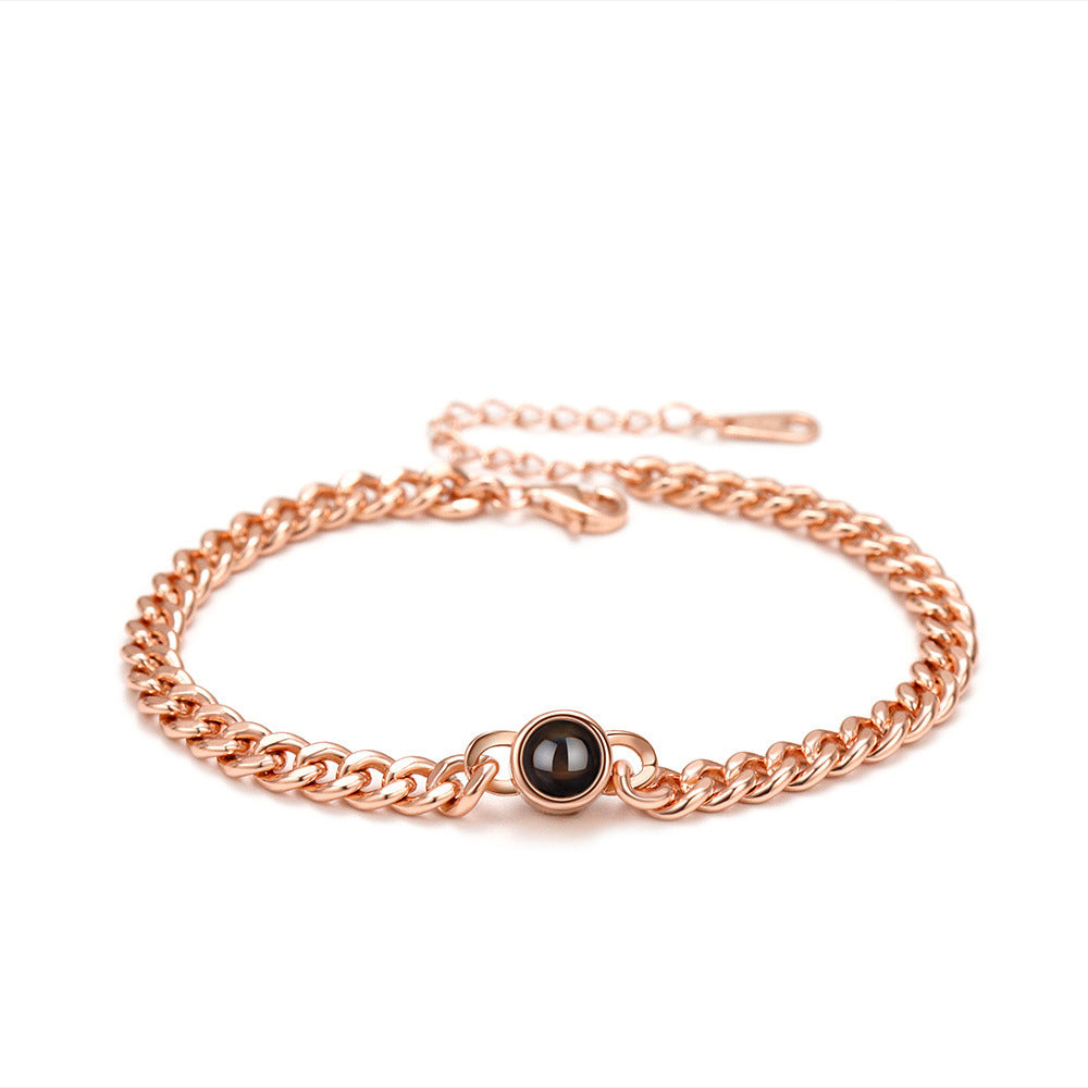 Personalisierte Foto Armband mit Projektion – Dickes Design mit Rundem Stein