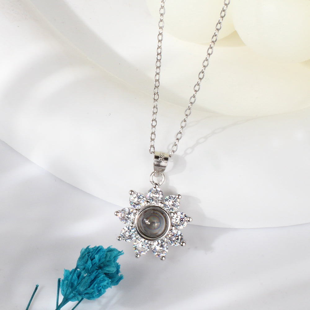 Personalisierte Kette mit Bild - Zirkon Sonnenblume, Geschenke für Sie