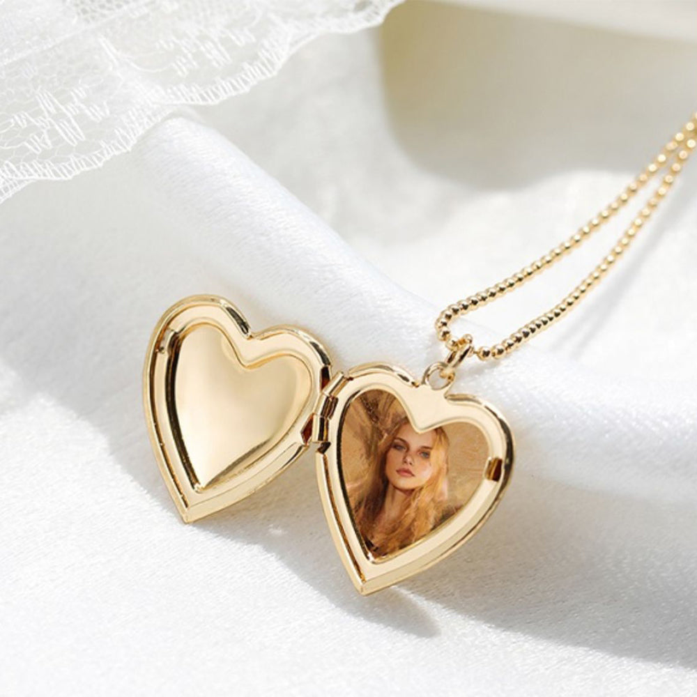 Personalisierte 925 Silber  Foto Medaillon Herz Kette – Mit Foto & Text, Klassischer Erinnerungsschmuck Geschenk für Sie