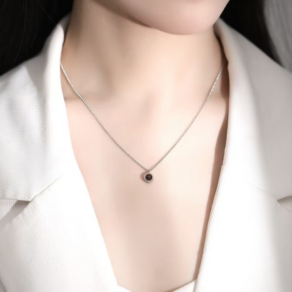 925 Silber Bild Kette mit Projektion - Minimalistischer runder Anhänger, das perfekte Geschenk für sie.