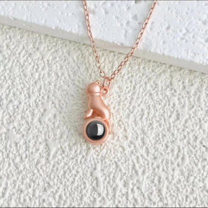 Personalisierte Kette mit Foto drin - Katze auf dem Mond