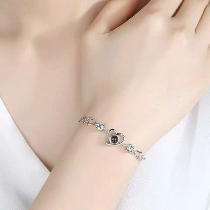 Personalisierte Armband mit Bild - 925 Silber Herz zu Herz Foto Armband