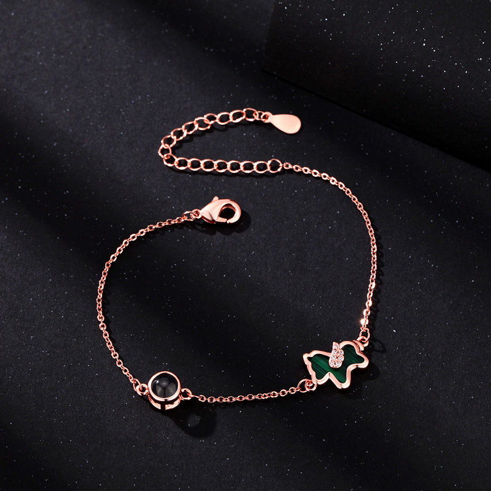 Perlmutt Einhorn Foto Armband mit Bildprojektion – Armband mit Bild Silber und Foto Schmuck