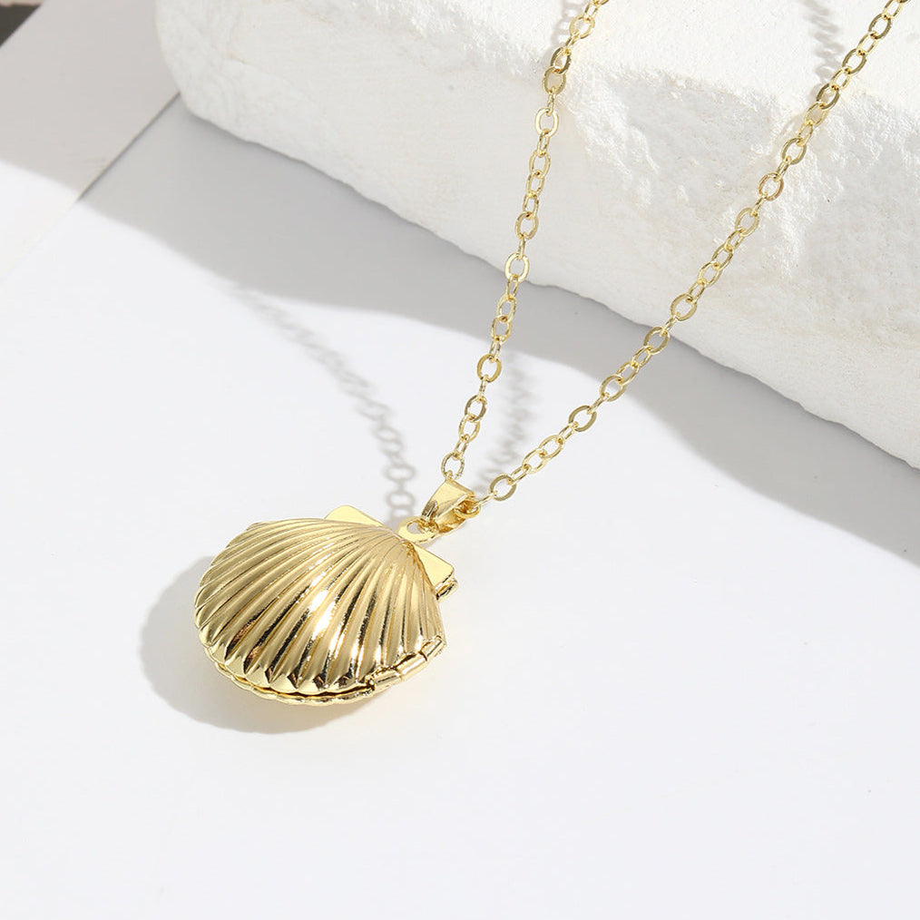 Personalisierte Foto Medaillon Kette mit Bilder – 3D Muschel Anhänger, Kreative Gedenk Geschenke für Sie