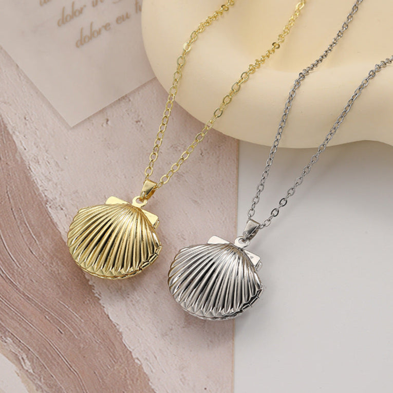 Personalisierte Foto Medaillon Kette mit Bilder – 3D Muschel Anhänger, Kreative Gedenk Geschenke für Sie