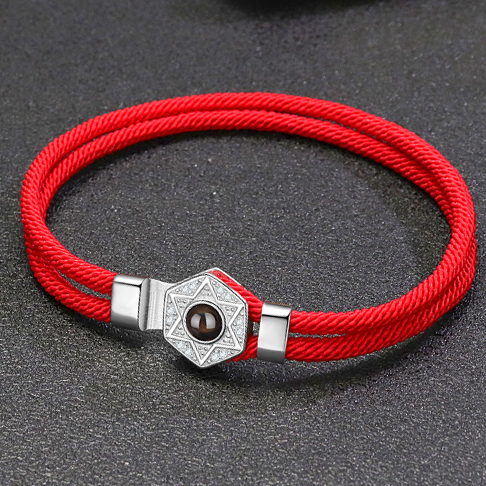 Personalisierte Projektions Armbänder mit Bild im Stein für Paare-Sechszackiger Sternanhänger