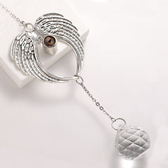 Personalisierter Engelsflügel Kristallanhänger mit Foto im Stein – Projektionsanhänger & Erinnerungsgeschenk für Feiertage und Jubiläen