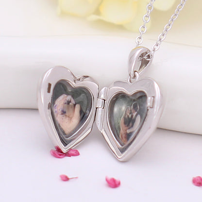 Personalisierte 925 Silber Medaillon Halskette mit Foto –Gänseblümchen Herz Anhänger,Perfektes Geschenk für Freundin Ehefrau Mutter