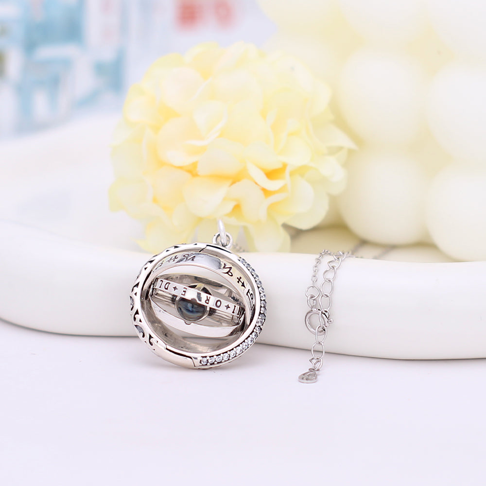 925 Silber Individuelle Kette mit Bild - Dekorative Kunststil Astronomische Kugel Anhänger mit Foto, Perfektes Geschenk für Männer und Frauen